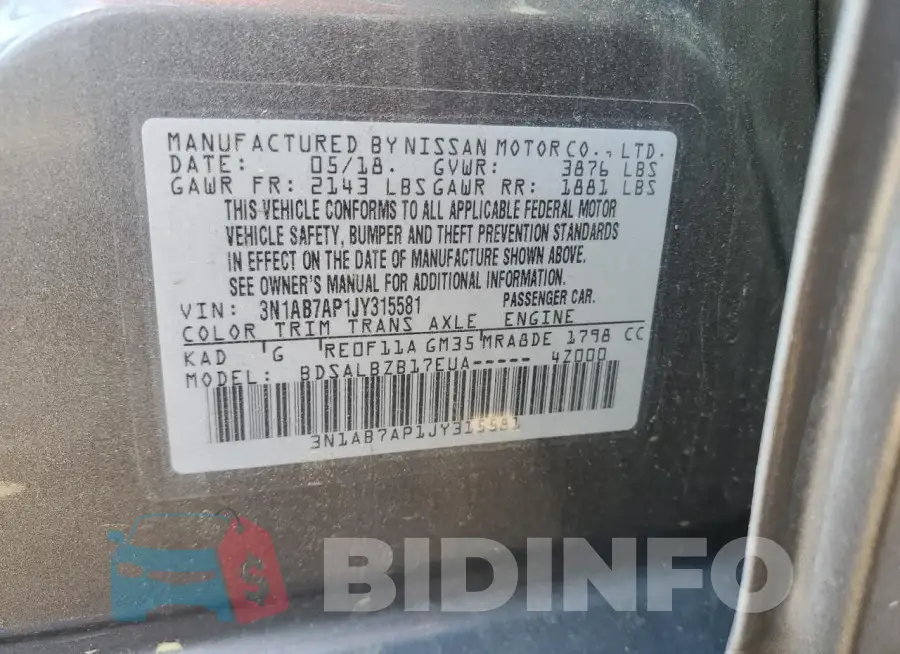 3N1AB7AP1JY315581 Photo# 12