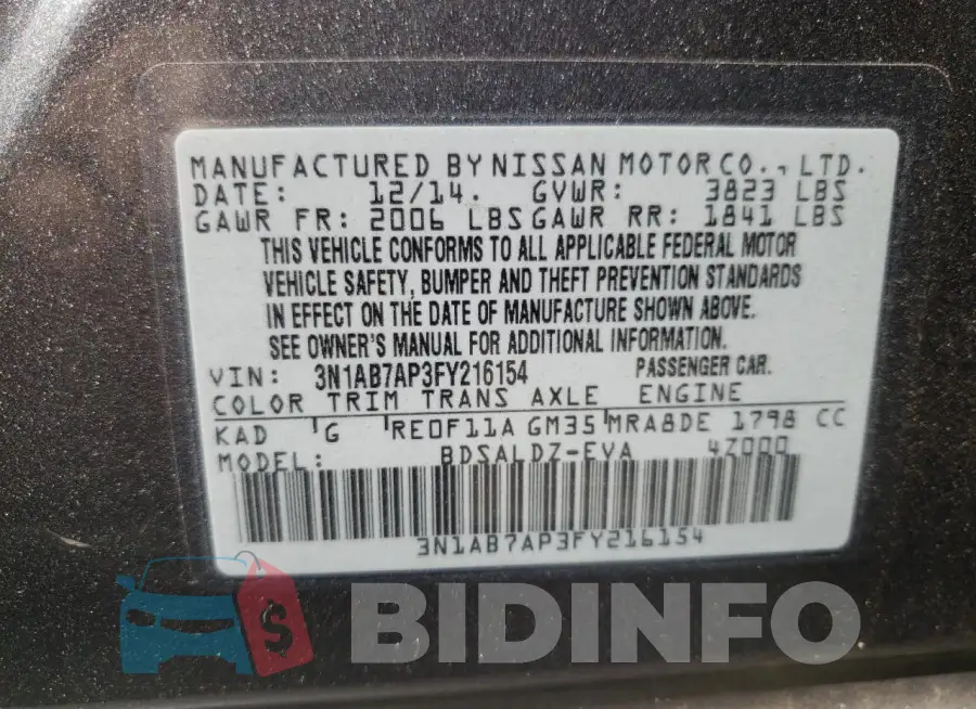3N1AB7AP3FY216154 Photo# 12