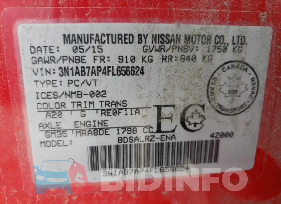 3N1AB7AP4FL656624 Photo# 13