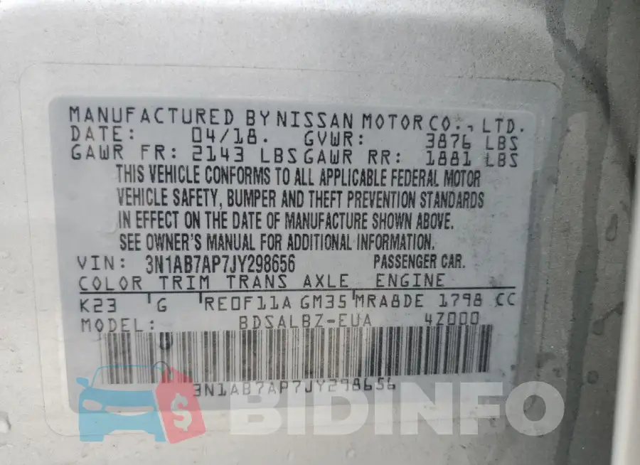 3N1AB7AP7JY298656 Photo# 12