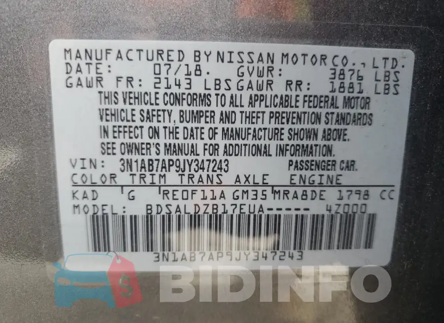 3N1AB7AP9JY347243 Photo# 12