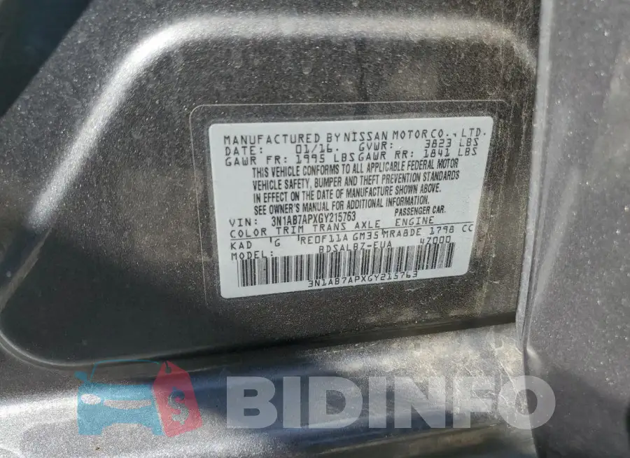 3N1AB7APXGY215763 Photo# 13