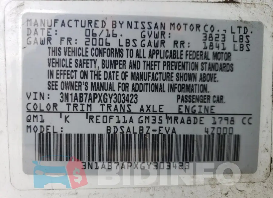 3N1AB7APXGY303423 Photo# 12