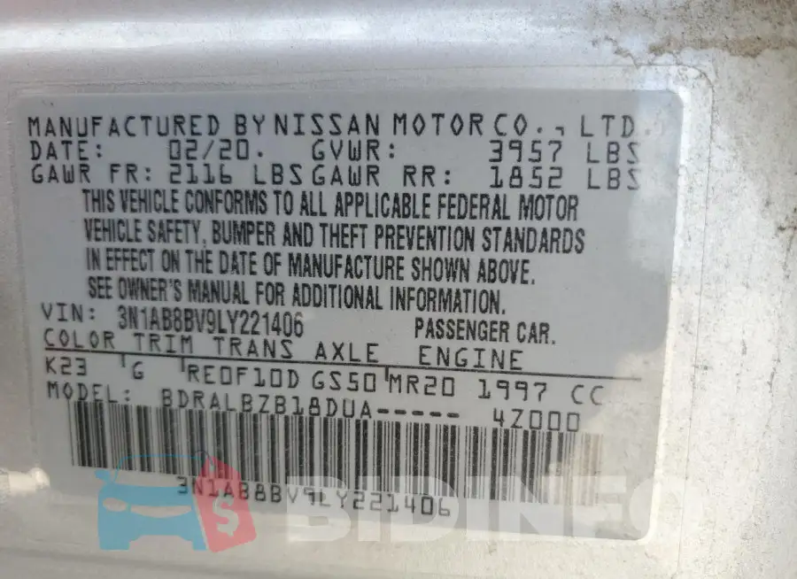 3N1AB8BV9LY221406 Photo# 13