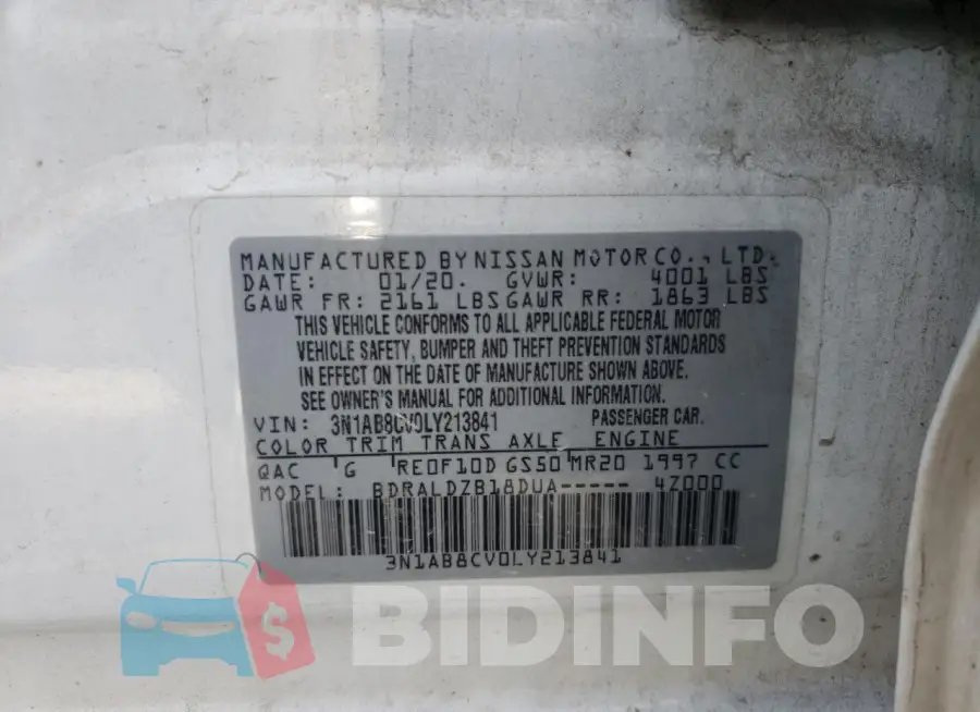 3N1AB8CV0LY213841 Photo# 12