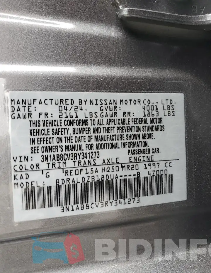 3N1AB8CV3RY341273 Photo# 12