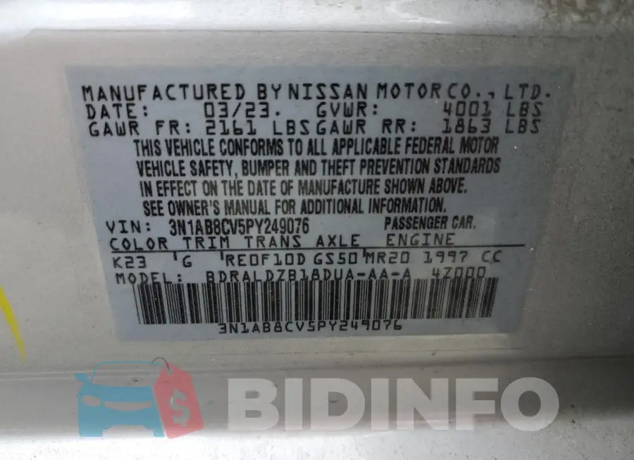 3N1AB8CV5PY249076 Photo# 12