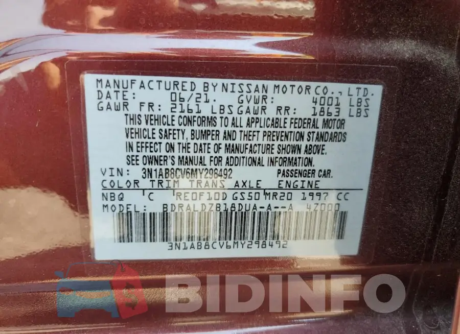3N1AB8CV6MY298492 Photo# 12