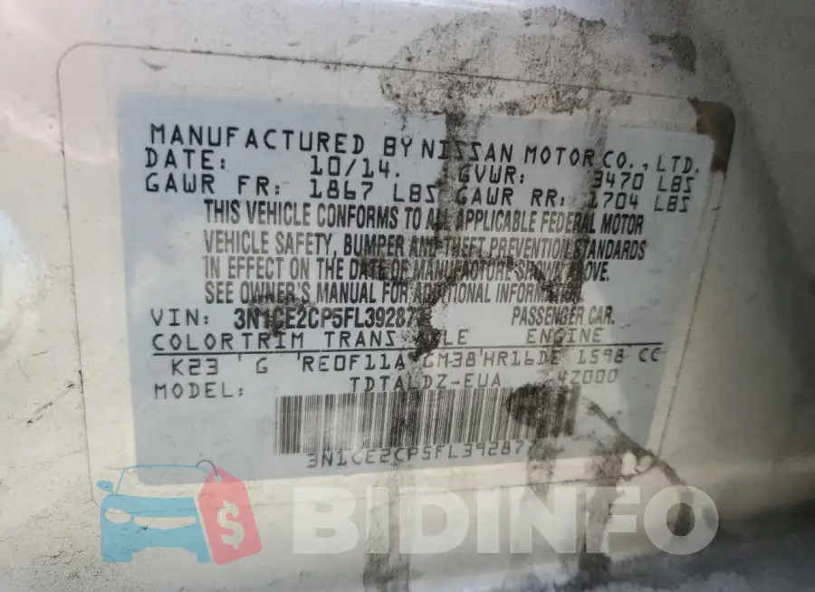 3N1CE2CP5FL392877 Photo# 12