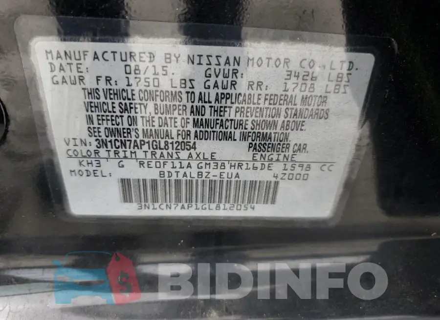 3N1CN7AP1GL812054 Photo# 12