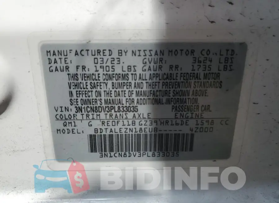 3N1CN8DV3PL833035 Photo# 12
