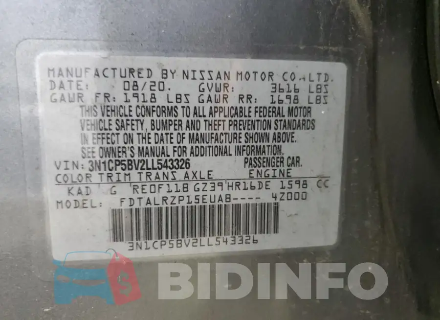 3N1CP5BV2LL543326 Photo# 13