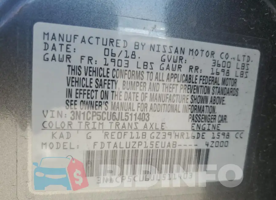 3N1CP5CU6JL511403 Photo# 13