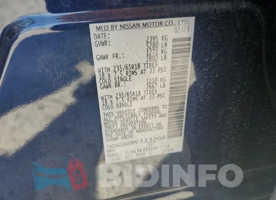 5N1AZ2AS9PC123208 Photo# 13