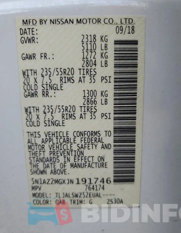 5N1AZ2MGXJN191746 Photo# 12