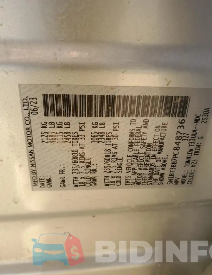 5N1BT3BB7PC848736 Photo# 13