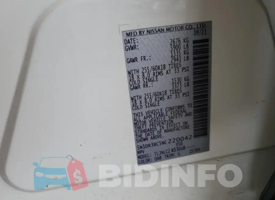 5N1DR3BC5NC220042 Photo# 13