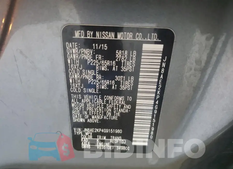 JN8AE2KP4G9151980 Photo# 13