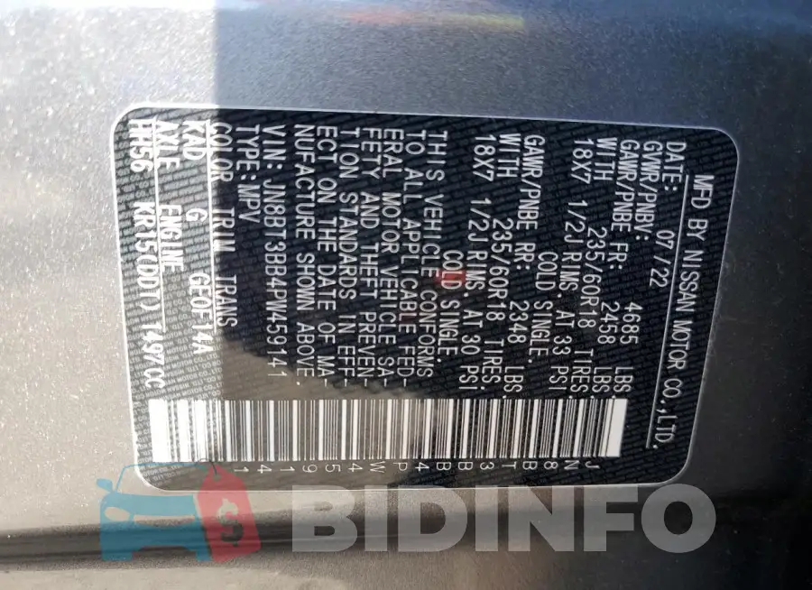 JN8BT3BB4PW459141 Photo# 13