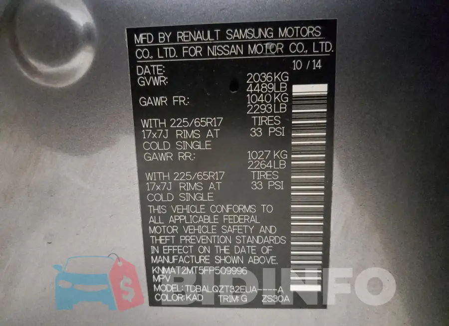 KNMAT2MT5FP509996 Photo# 13