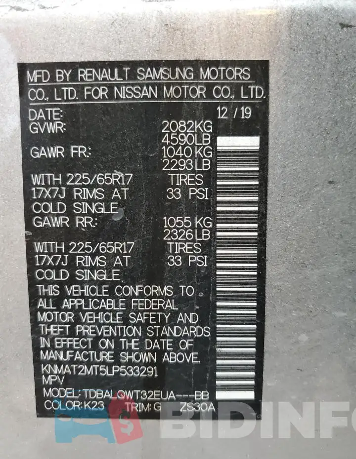 KNMAT2MT5LP533291 Photo# 12