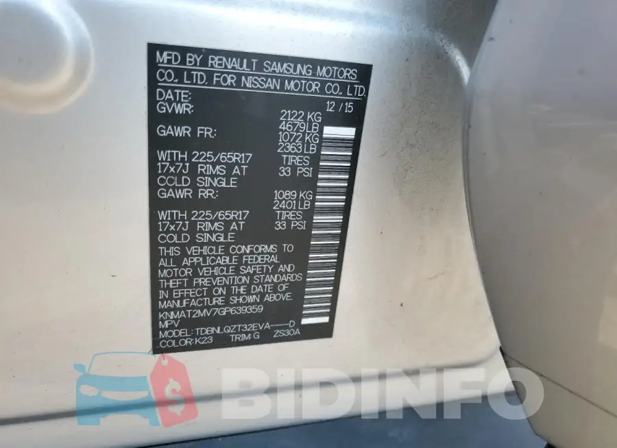 KNMAT2MV7GP639359 Photo# 13