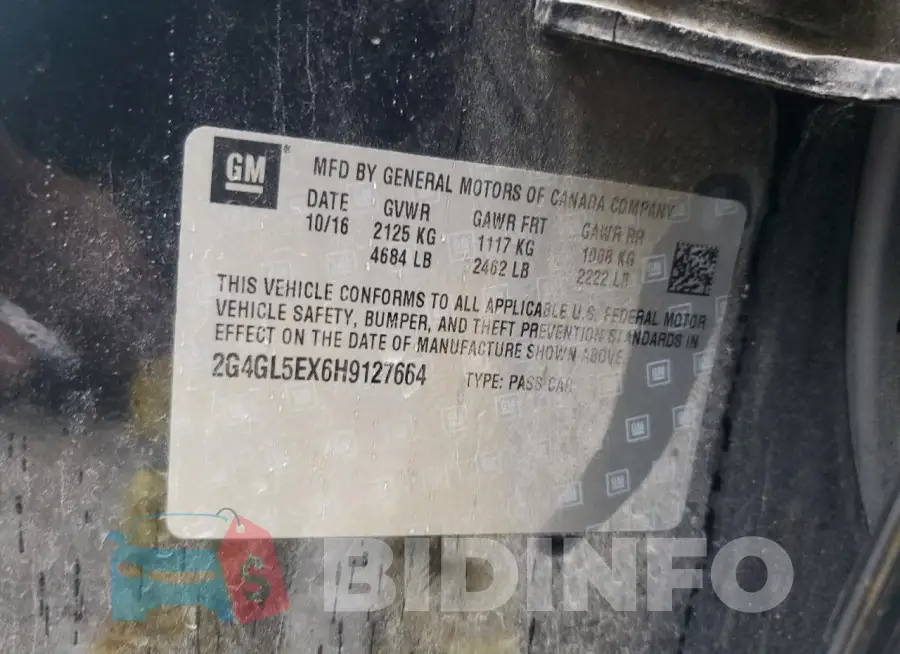 2G4GL5EX6H9127664 Photo# 12