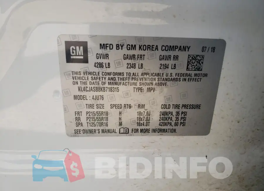 KL4CJASB8KB718315 Photo# 12