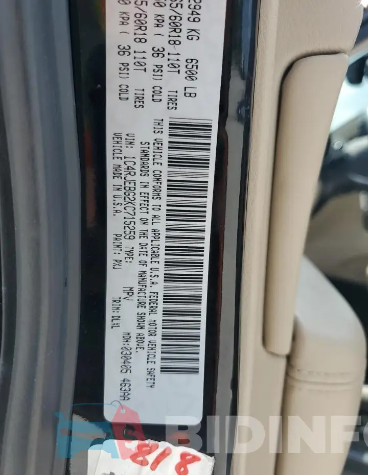 1C4RJEBG2KC715259 Photo# 12