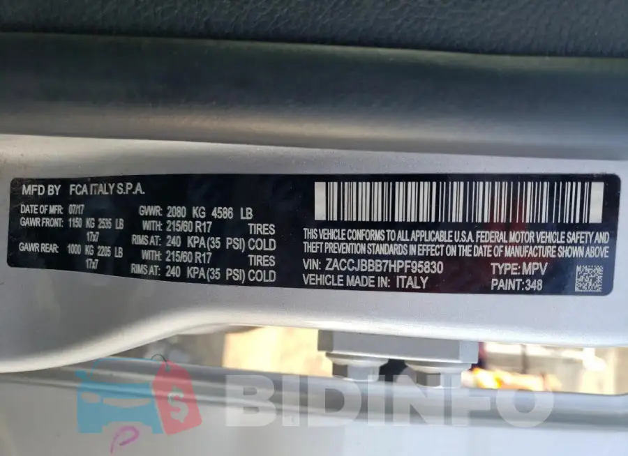ZACCJBBB7HPF95830 Photo# 13