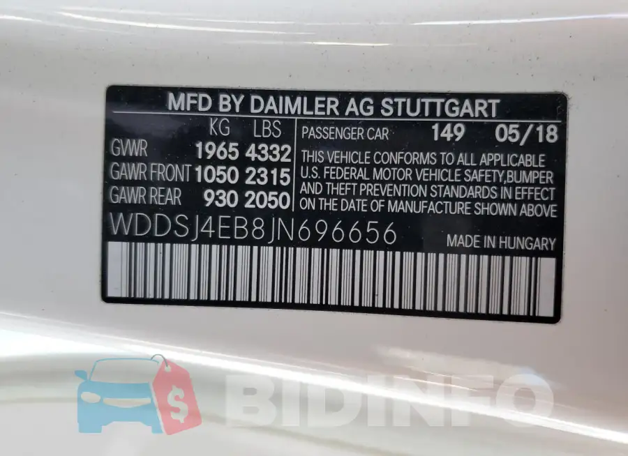 WDDSJ4EB8JN696656 Photo# 12