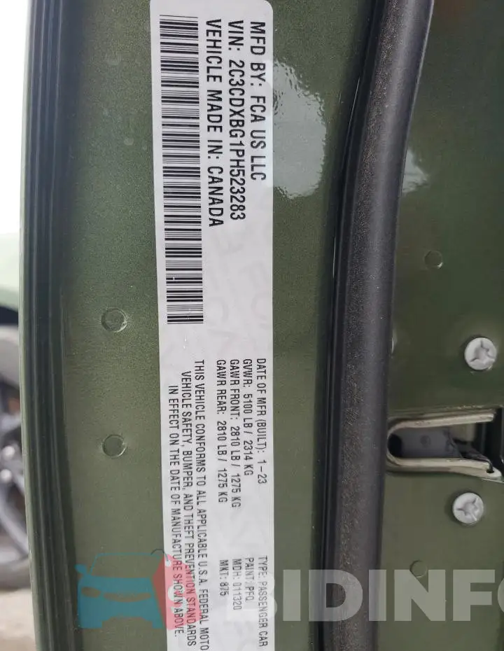 2C3CDXBG1PH523283 Photo# 12