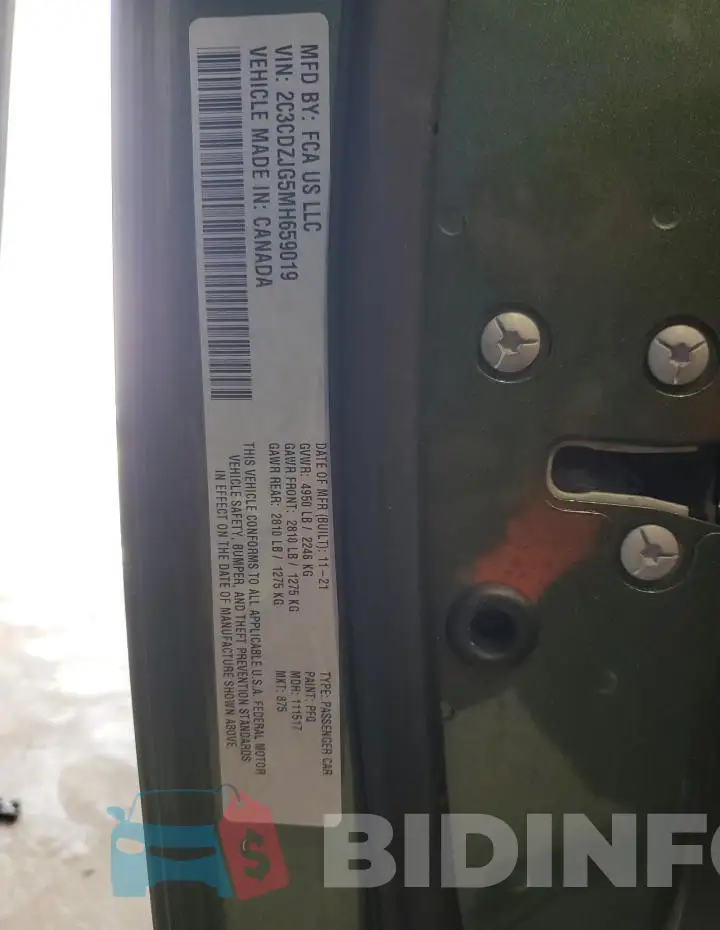 2C3CDZJG5MH659019 Photo# 12