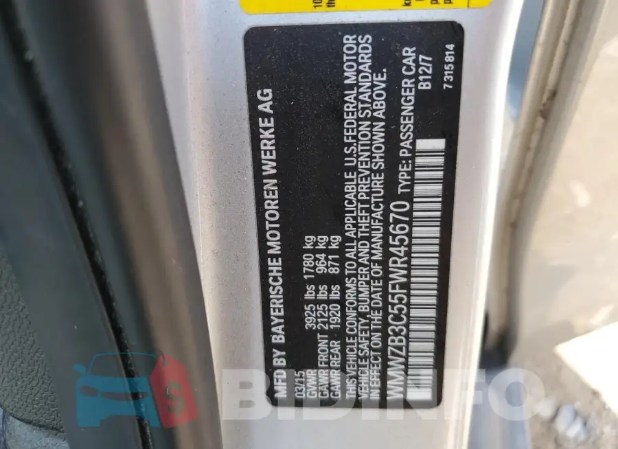 WMWZB3C55FWR45670 Photo# 12