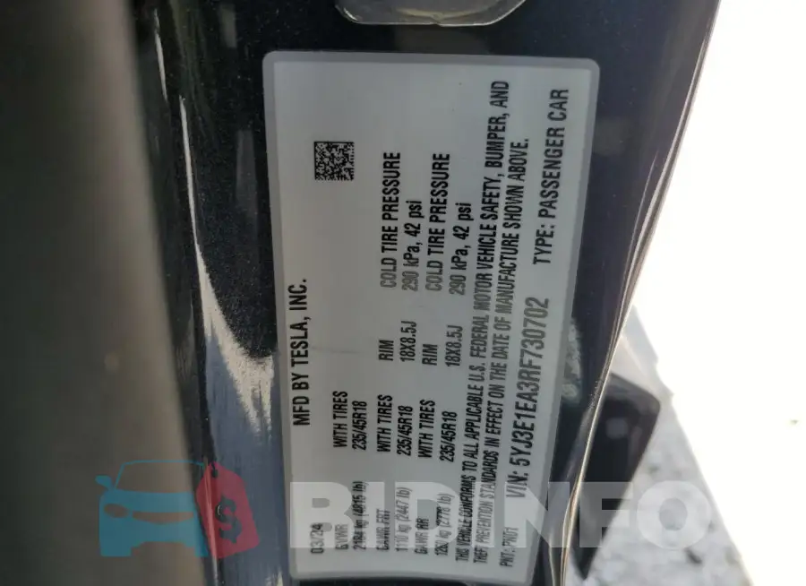 5YJ3E1EA3RF730702 Photo# 12