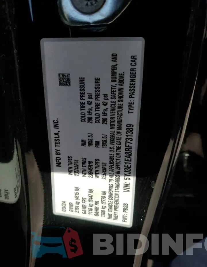5YJ3E1EA8RF731389 Photo# 12