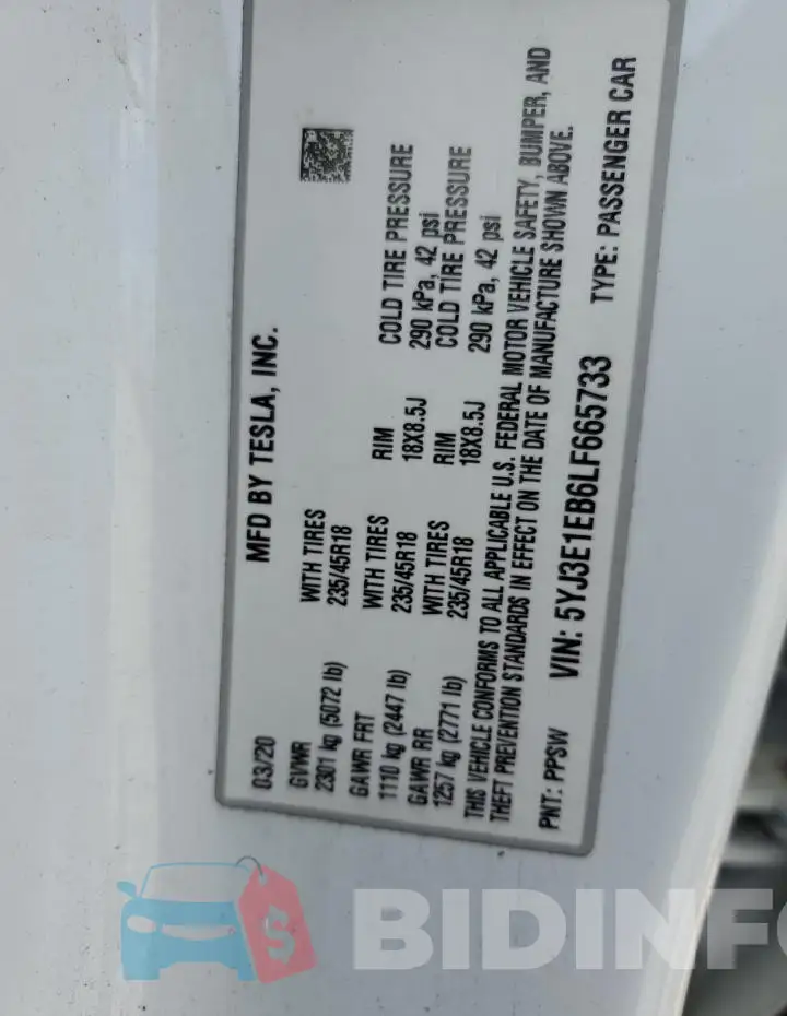 5YJ3E1EB6LF665733 Photo# 13