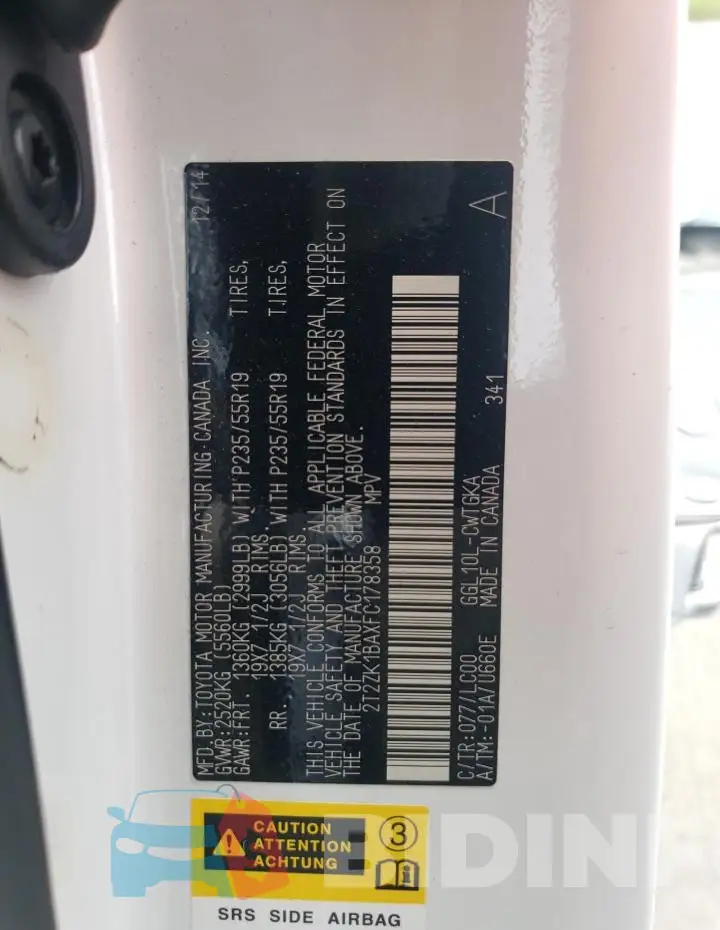 2T2ZK1BAXFC178358 Photo# 14