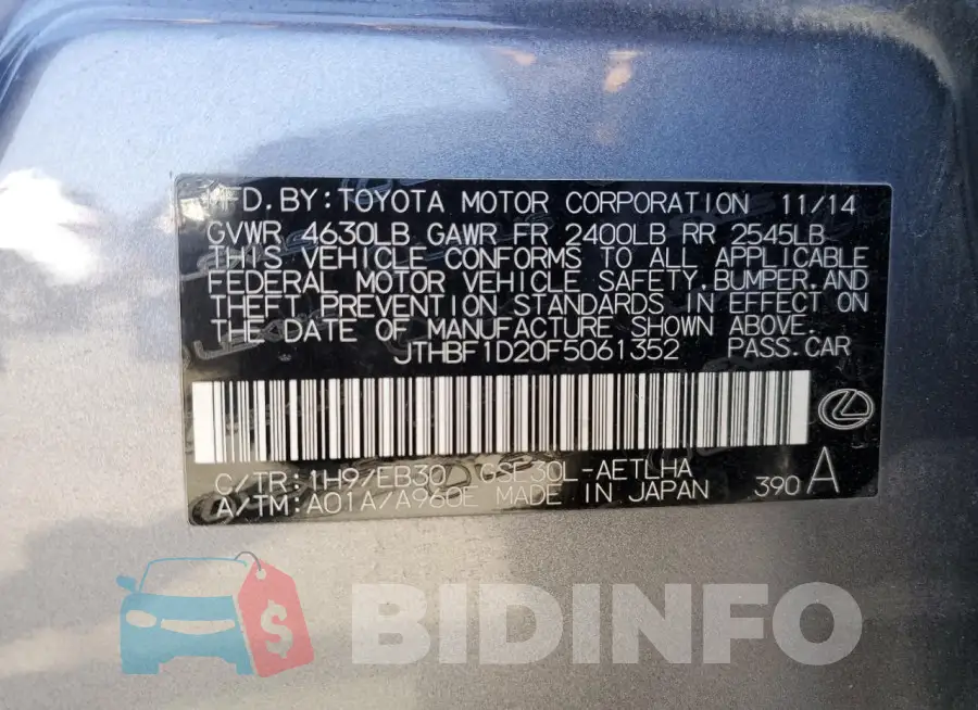 JTHBF1D20F5061352 Photo# 12