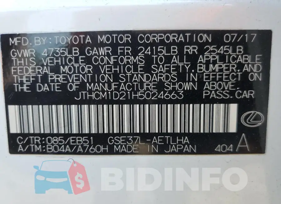 JTHCM1D21H5024663 Photo# 12