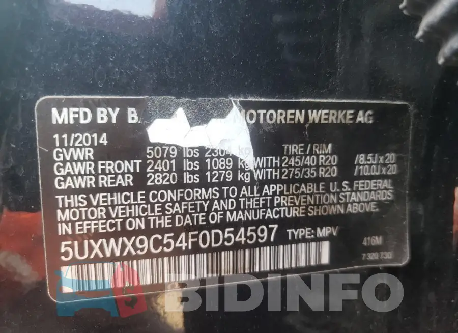 5UXWX9C54F0D54597 Photo# 13