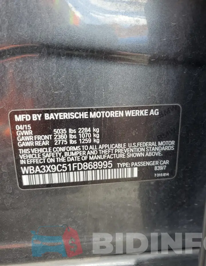 WBA3X9C51FD868995 Photo# 12