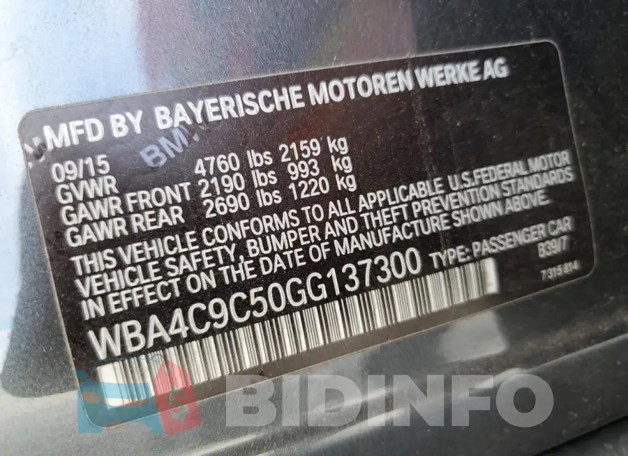 WBA4C9C50GG137300 Photo# 13