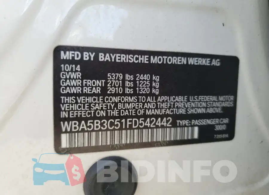 WBA5B3C51FD542442 Photo# 12