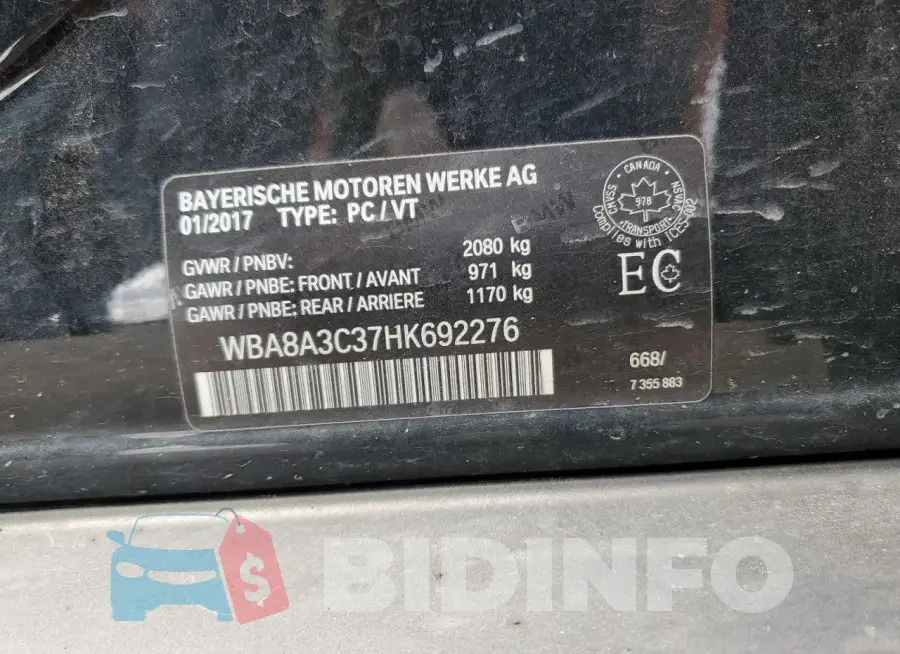 WBA8A3C37HK692276 Photo# 12