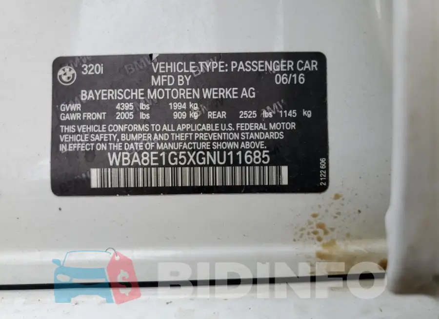 WBA8E1G5XGNU11685 Photo# 12