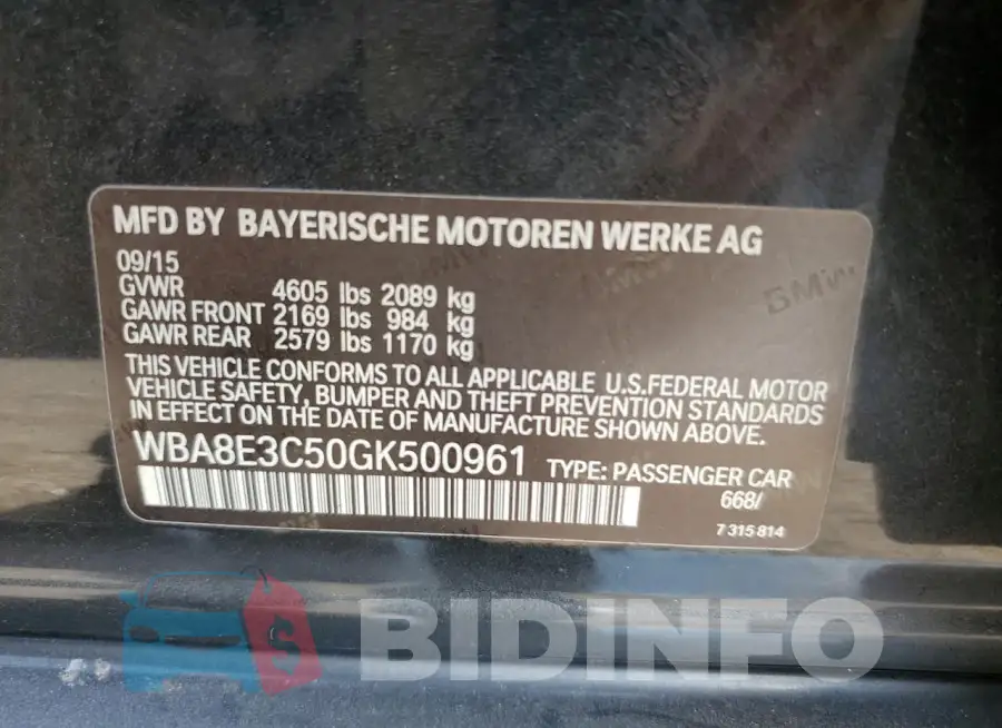 WBA8E3C50GK500961 Photo# 12