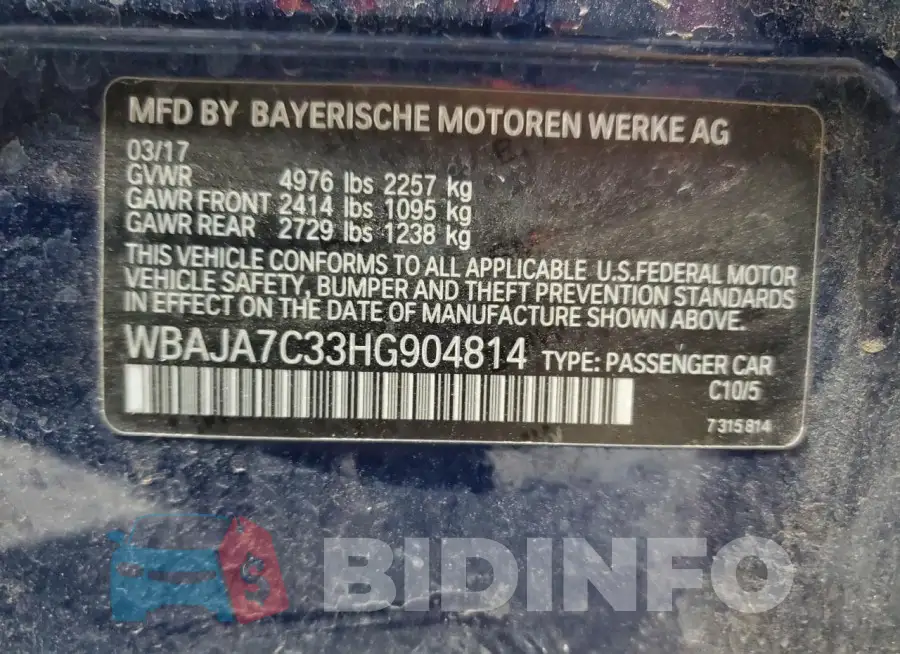 WBAJA7C33HG904814 Photo# 12