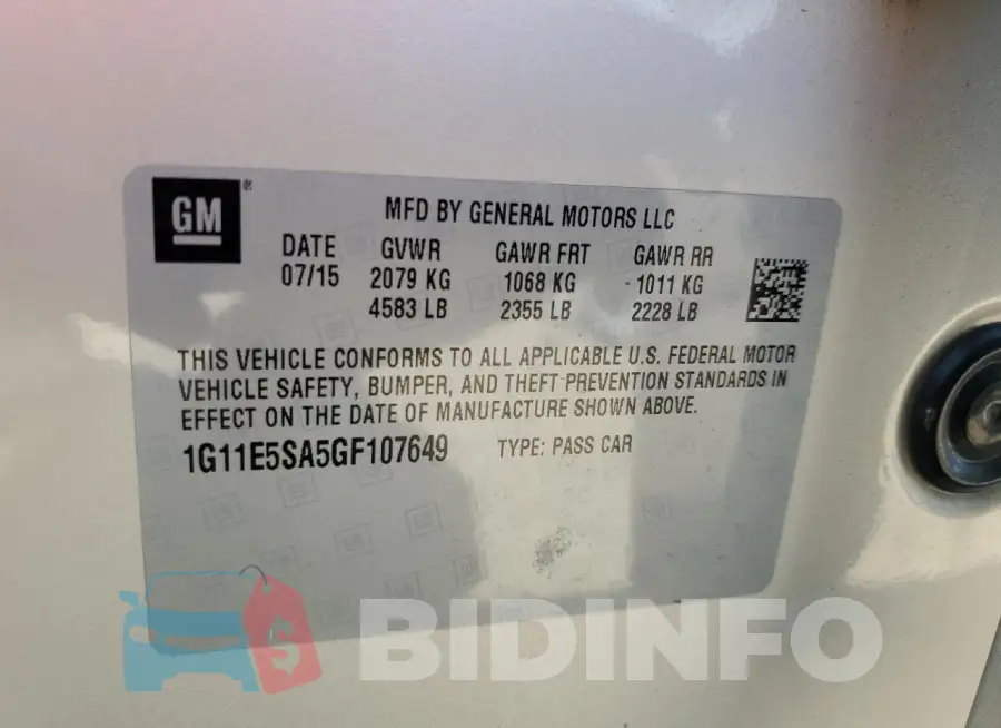 1G11E5SA5GF107649 Photo# 13