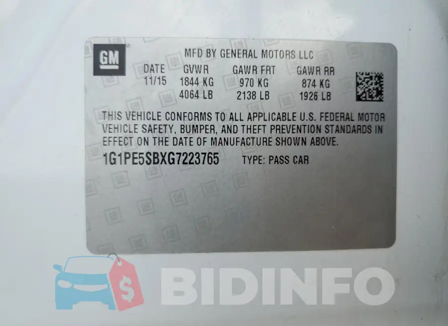 1G1PE5SBXG7223765 Photo# 12